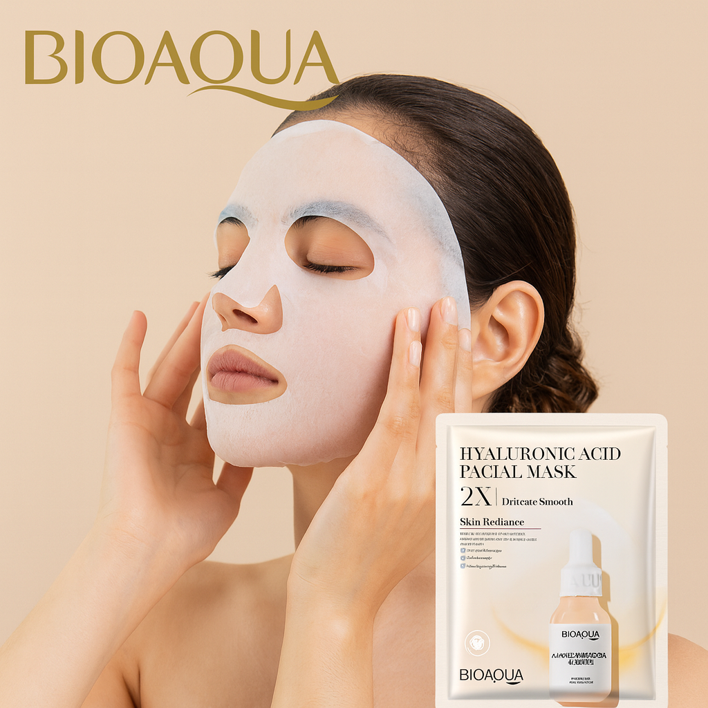 Mascarilla facial antiedad de ácido hialuronico y Colageno 2x1