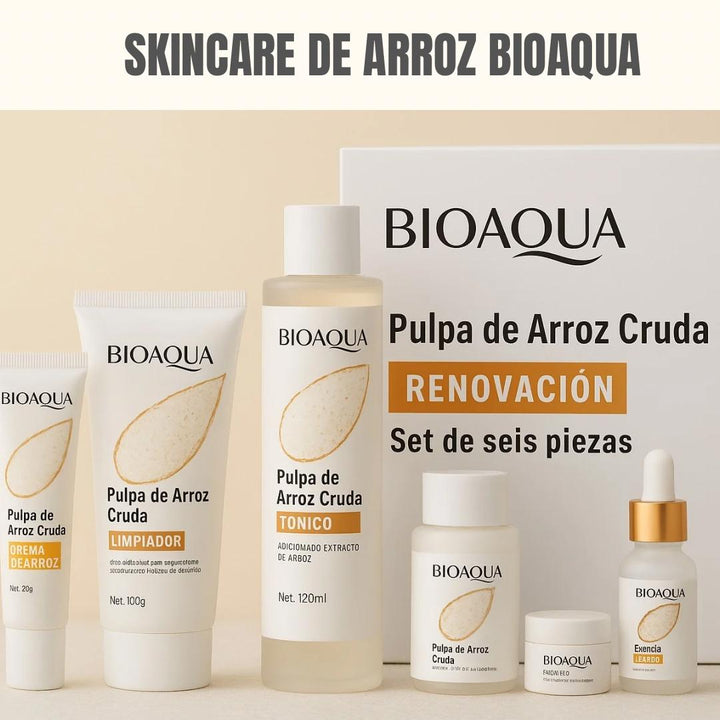 Kit X6 Bioaqua – Rutina Antiedad y Aclarante de Arroz